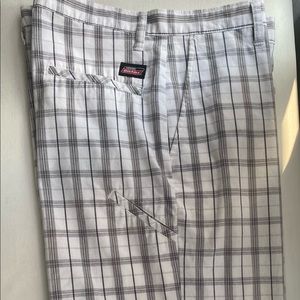 Dark gray and white mens dress shorts